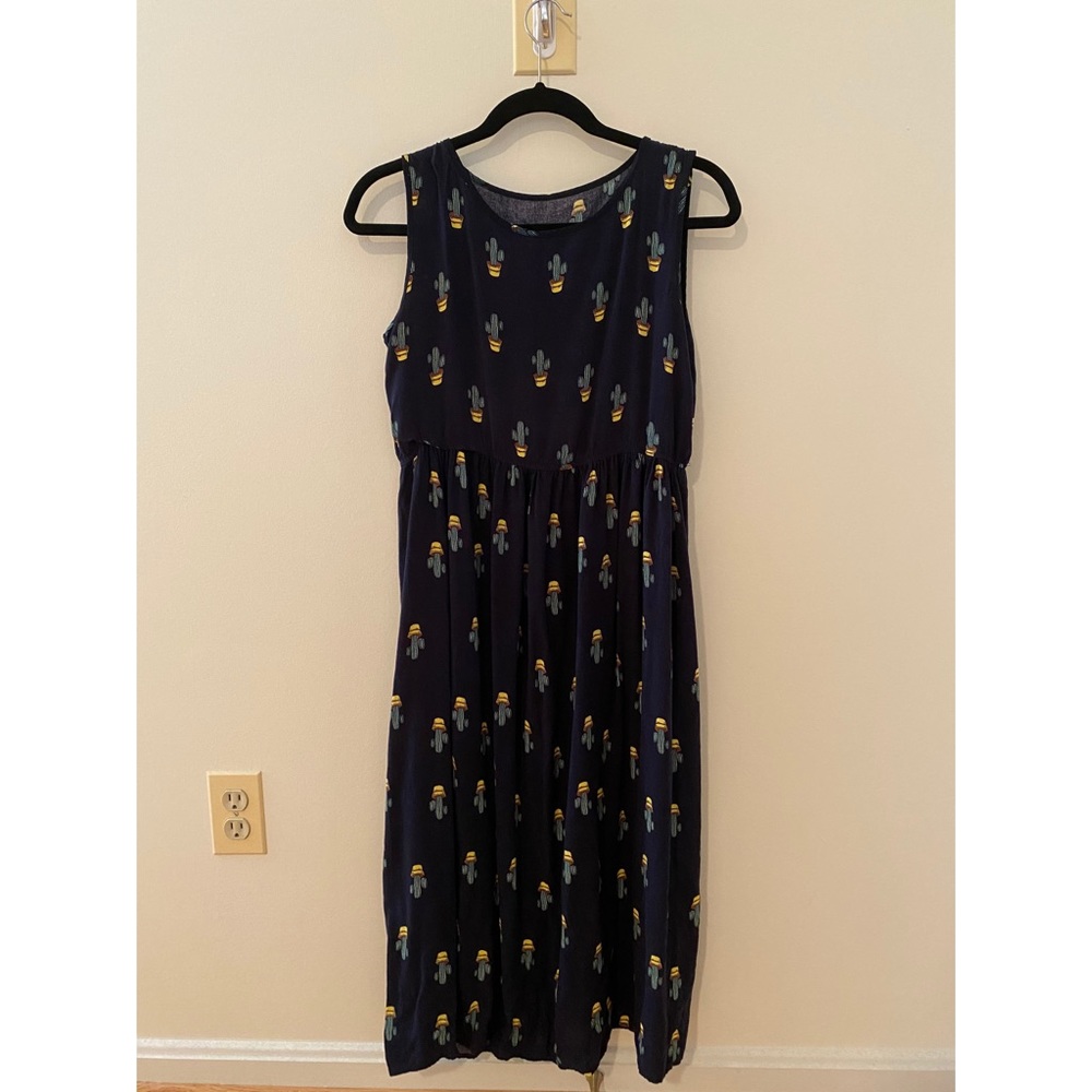 Navy Blue Sleeveless Cactus Dress